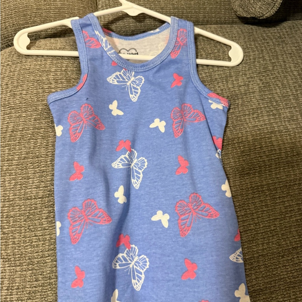 Velvet Blue and Pink Butterfly Tank Top